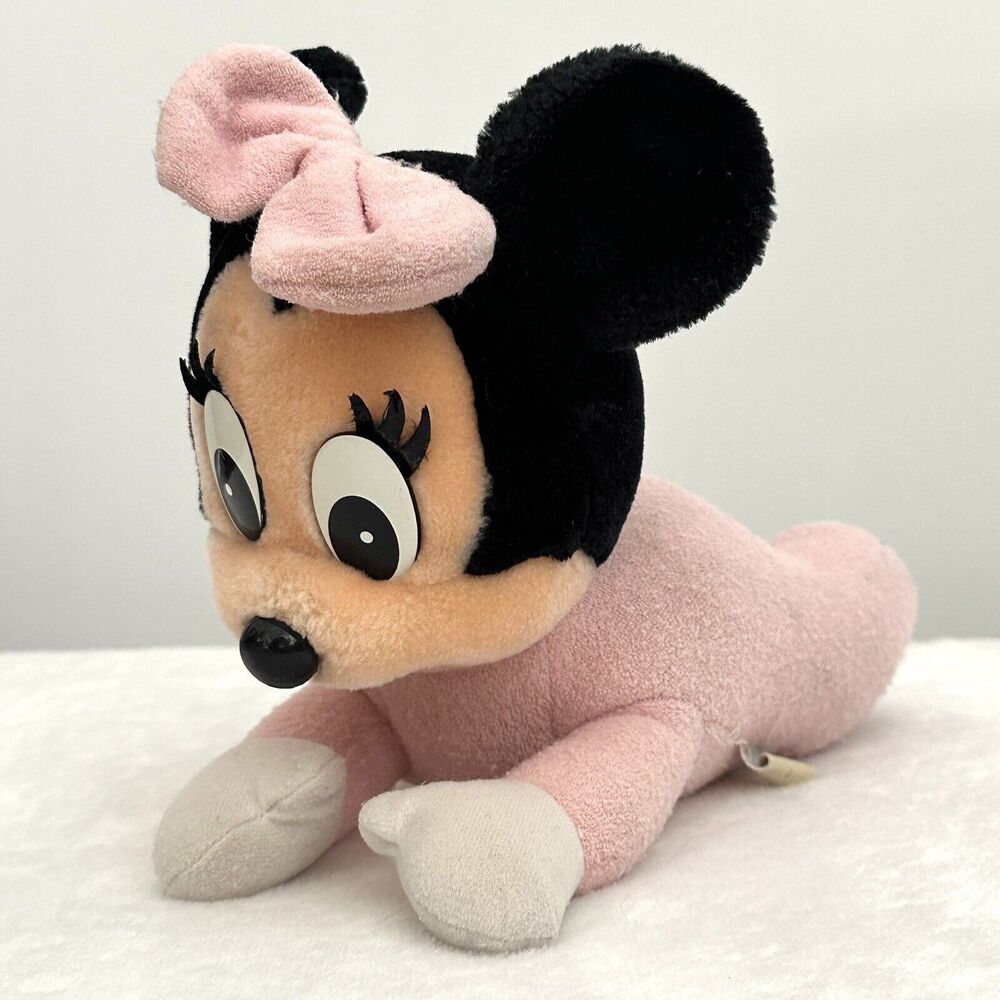 Disney Minnie Mouse 1984 Baby Crawling Pink Plush Vintage 80s Disneyland WDW Toy